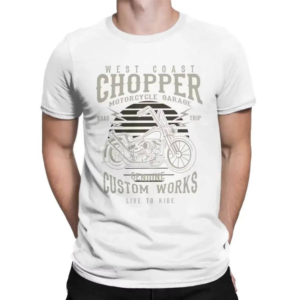 Chopper Custom Motor Motorcycle Men T Shirt Fun Tee Shirt Short Sleeve Crewneck T-Shirt Summer Clothing Tees