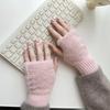 Модные мягкие перчатки без пальцев однотонные теплые изолирующие митенки перчатки зимние женские аксессуар
