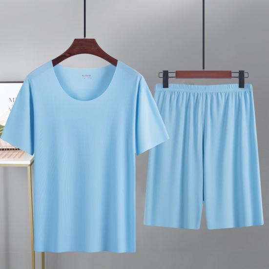 Мужские летние пижамы, модные удобные дышащие мужские летние пижамы, однотонная мужская ночная одежда, мужской летний спортивный костюм, мужская одежда