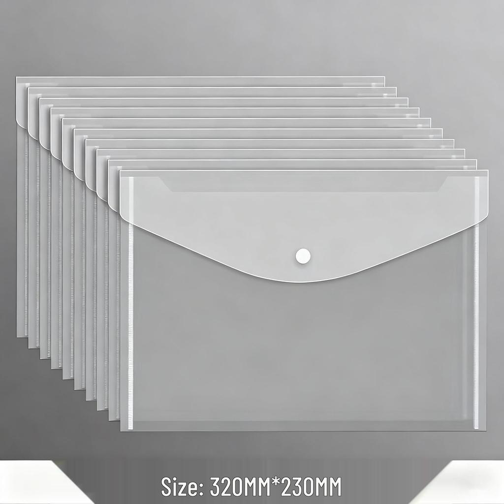 Transparent Large Capacity A4 File Bag with Snap Button