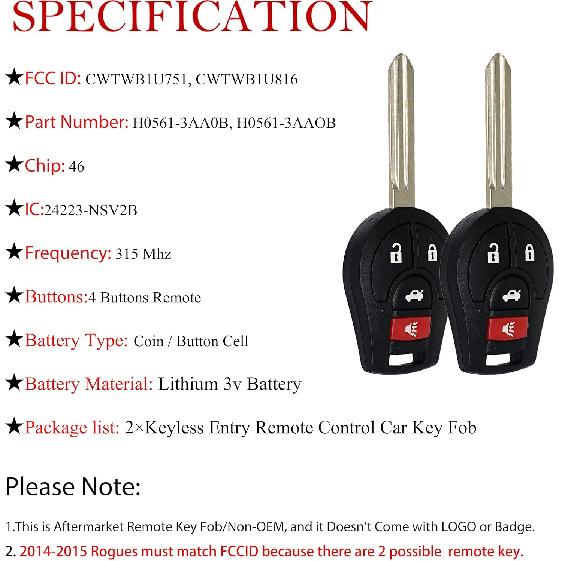 МеханическийМагический Брелок-Пульт Замены Подходит для Nissan Sentra 2013-/Rogue 2008-2015/Versa 2007-2015/Armada/Maxima/Murano/Infiniti FX35 FX45