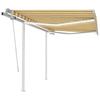 VidaXL Manual Retractable Awning with LED 3x2.5 M Yellow and White 3069903