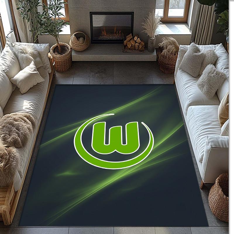 VfL Wolfsburg FC Soccer Football Pattern Soft Area Rug Non Slip Indoor Floor Carpet Sports Decor Mat for Bedroom