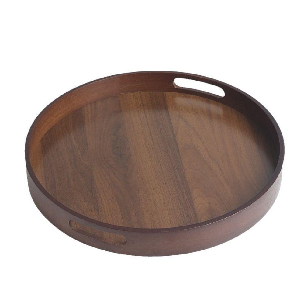 Walnut Color Food Storage Trays Round Dessert Pallet Decorate Tray Bamboo Wooden Tray Kitchen