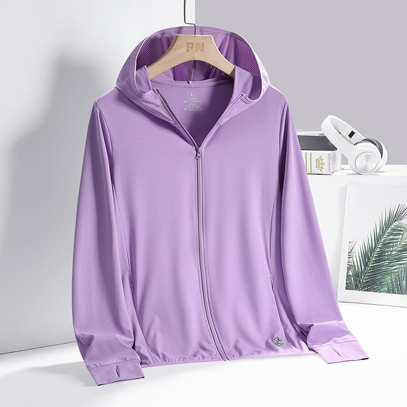 Outdoor sunscreen clothing men's and women's hooded ice silk light and thin breathable ice-feeling bundle dry UV-proof summer jacket