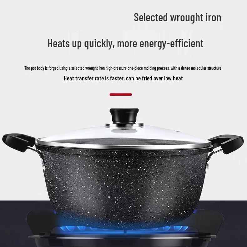 Maifan Stone Non-Stick Soup Pot, Large Capacity Double-Ear Design for Induction and Gas Stoves.