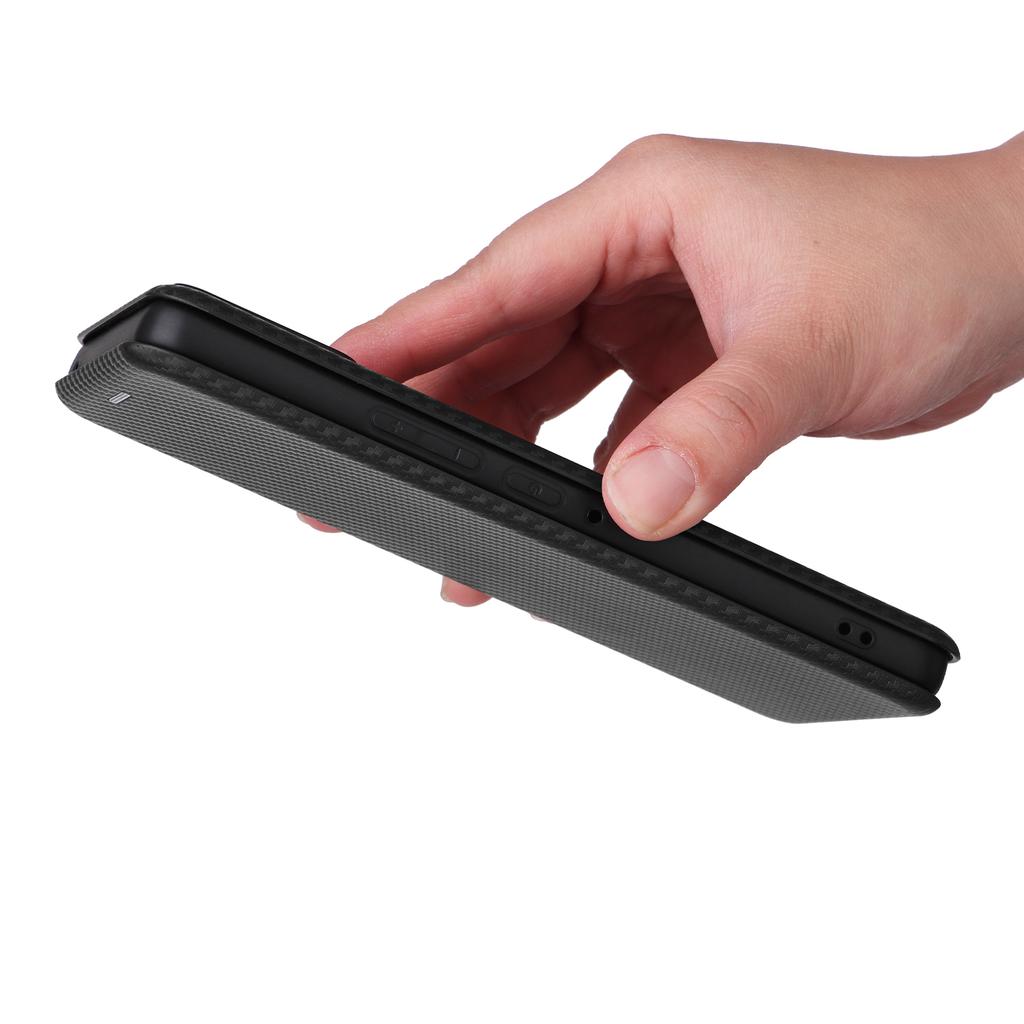 Кожаный чехол для Asus ROG Phone 8 Pro 5G/8 5G со слотом для карт, текстура углеродного волокна