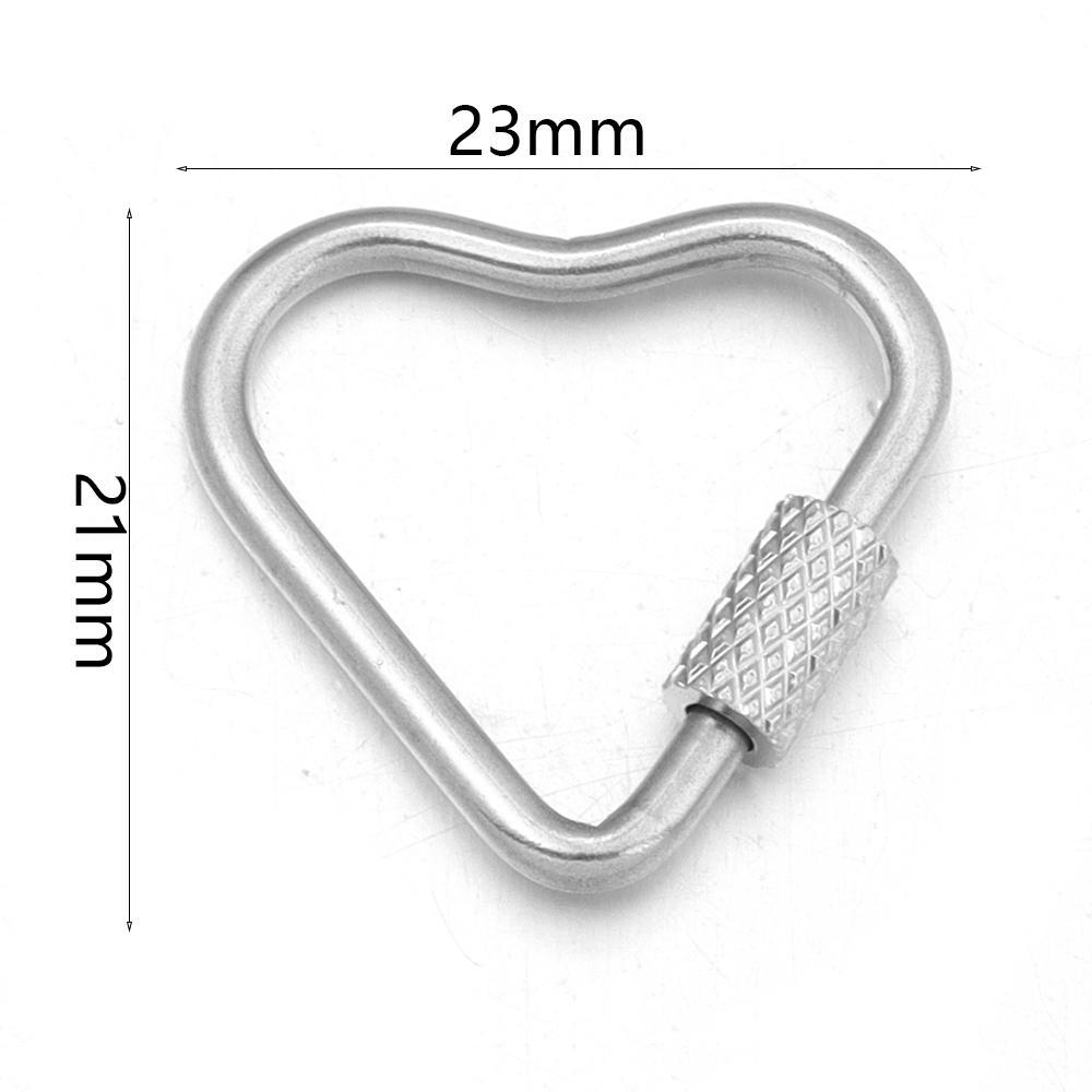 2pcs/lot Stainless Steel Screw Clasps Oval Heart Shape Carabiner Lock Clasp For Jewelry Connector Fastener DIY Keychain Supplies