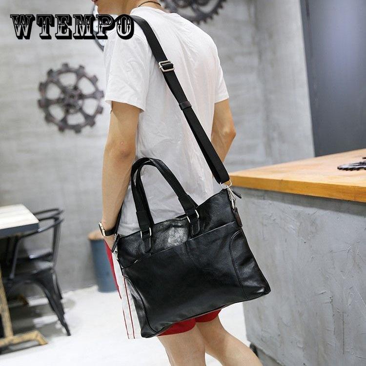 Мужская сумка, черная сумка через плечо, сумка из искусственной кожи, сумка для компьютера, простой деловой портфель