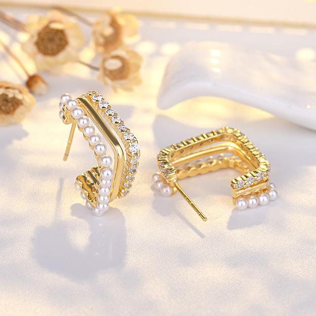 925 Sterling Silver Simulated Diamond Earrings For Women High Quality Stud Earring Wedding Engagement Party Jewelry