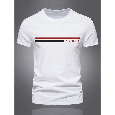 Мужская летняя футболка свободного размера с принтом в виде букв PARIS, повседневная, удобная, с круглым вырезом и короткими рукавами