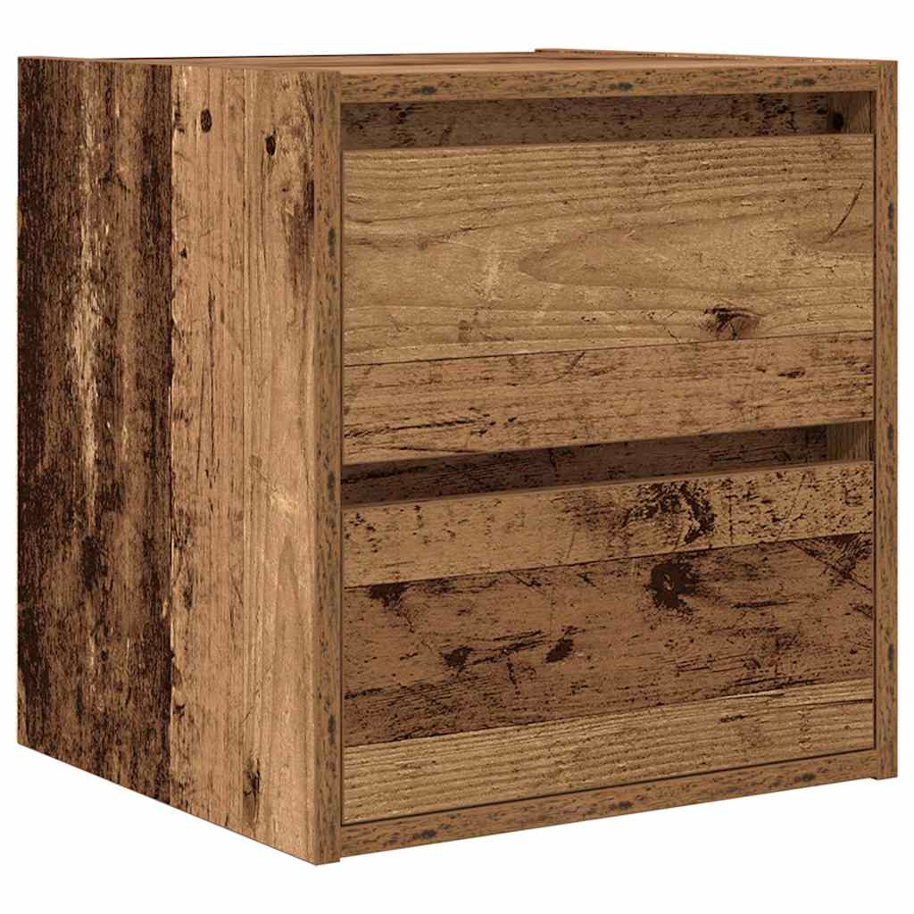 Wall Mounted Nightstand with Rustic Wood Look 38 x 34 x 40 cm
