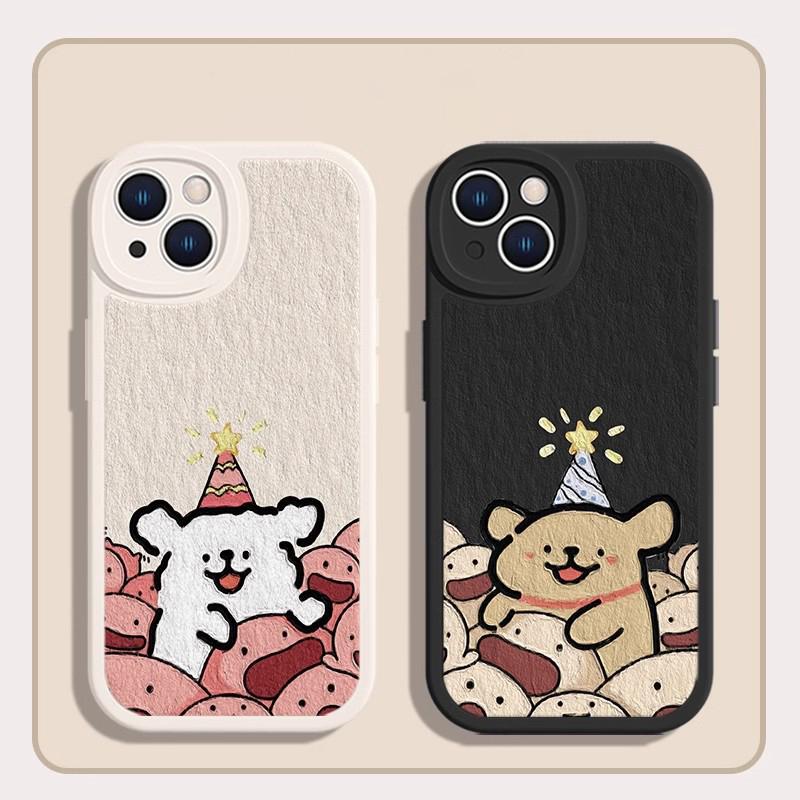Чехол для телефона для влюбленных, пар, подходит для iPhone 11 12 13 14 15 16 Pro Max XR X XS Mini 8 7 Plus SE 2020, прозрачный чехол, милый мультяшный пес