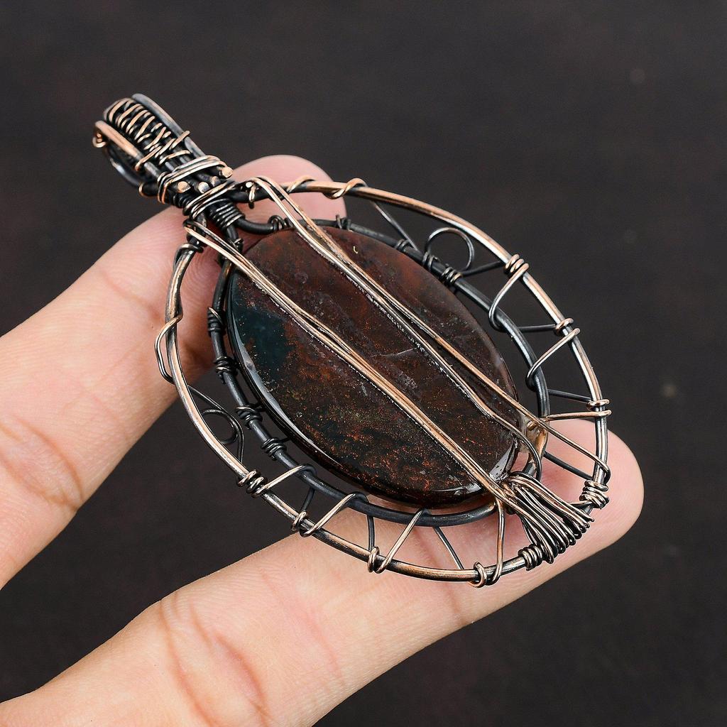 Подвеска из кровавого камня «Дерево жизни», медная проволочная обертка, подвеска из драгоценных камней ручной работы, ювелирное изделие из кровавого камня в подарок маме, подвеска с проволочным дизайном