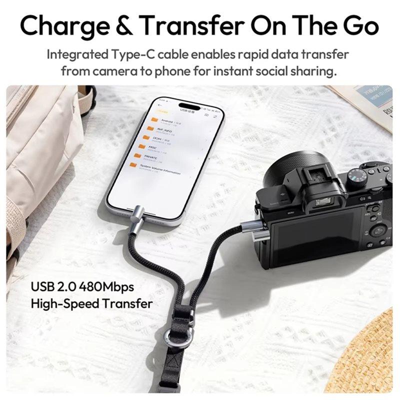 Y-Flex Strap YF01 Camera/Phone Shoulder Strap Wrist Strap Featuring Type-C Data Transfer Cable For Outdoor Photography