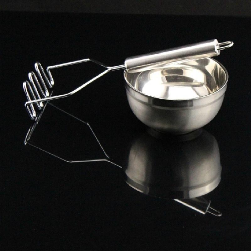 Durable Hand Masher Handle Vintage White Handle Stainless Steel Potato Masher Home Kitchen Use ADM