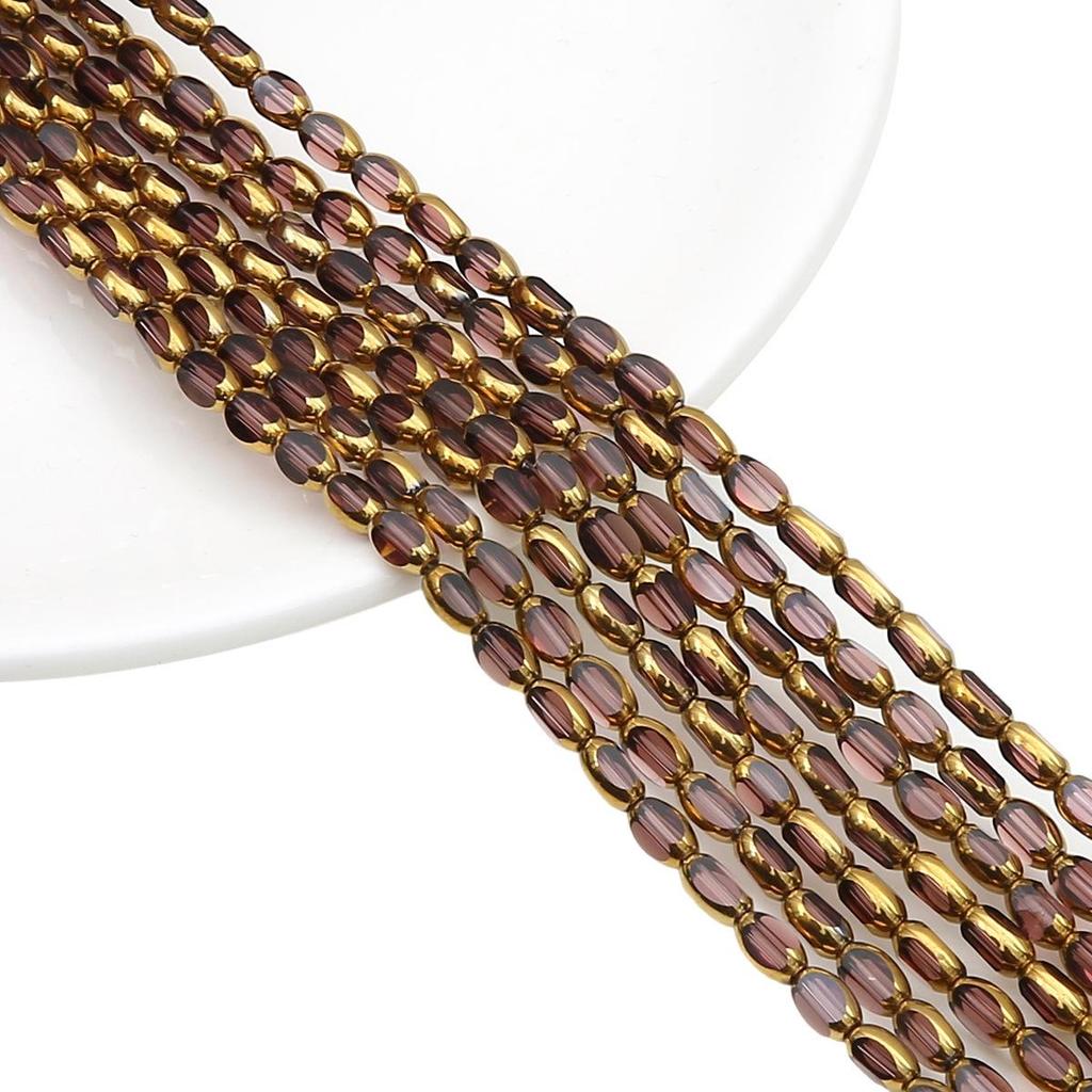 Овальные ограненные стеклянные кристаллы с золотистой окантовкой, в форме рисовых зерен, для изготовления украшений