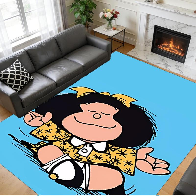 Anti‑Slip Crystal Velvet Floor Rug, Mafalda Design Carpet for Indoor Living Bedroom Home Decoration