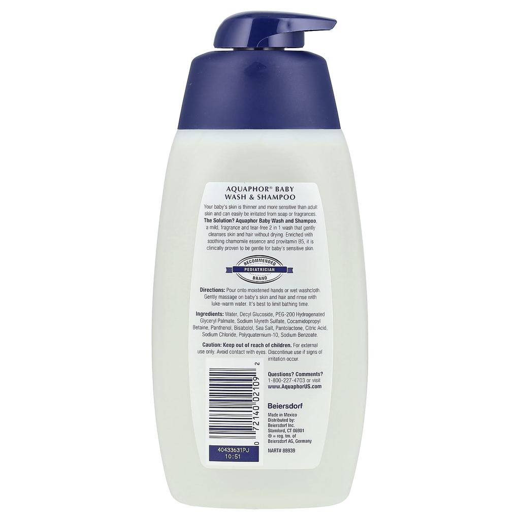 Aquaphor Детское средство для мытья и шампунь, без отдушек, 16,9 жидких унций (500 мл)