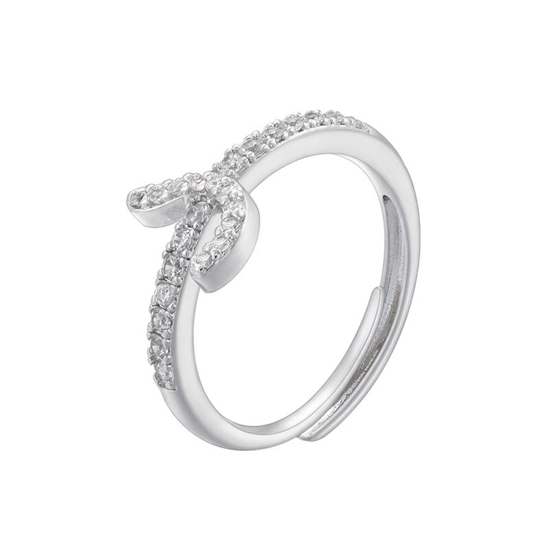 ZHUKOU gold plated zircon 16 Arabic letters silver adjustable ring : VJ632B1
