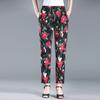 Летние брюки с цветочным принтом для женщин среднего и пожилого возраста. Эластичные брюки больших размеров с высокой талией для женщин пожилого возраста.