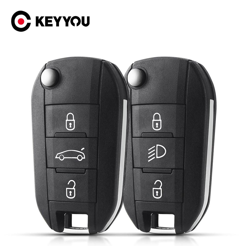 KEYYOU Car Key For Peugeot 208 2008 301 308 508 5008 RCZ For Citroen C-Elysee C4-Cactus Headlight Middle Remote Key Shell Case