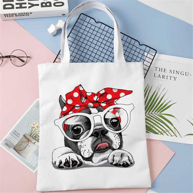 Французский бульдог Frenchies Сумка для покупок с принтом Женская дорожная пляжная большая сумка Сумка для вторичной переработки женская сумка-шоппер Экологическая женская сумка на плечо