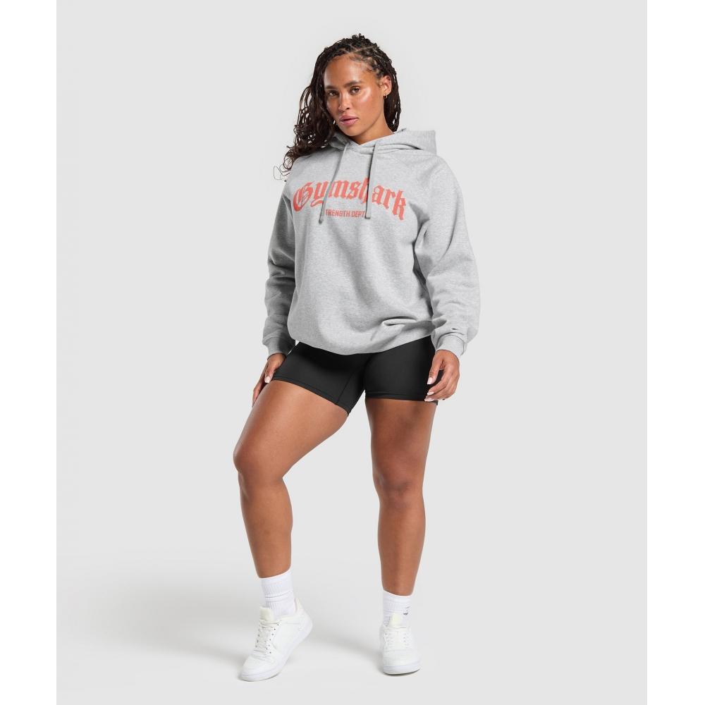 Gymshark Strength Department Graphic Hoodie Light Grey Core Marl B3c3q Gbcn