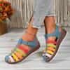 Women's Shoes 2024 Baotou Hollow Women's Sandals Summer New Retro Roman Shoes Fashion Mixed Colors Wedges Sandals Women Zapatos