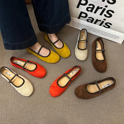 Мода Bailamos Женские балетки Мода Круглый носок Женские туфли Мэри Джейн Осень Женская обувь с мелким вырезом Ремешок с пряжкой Женские балетки