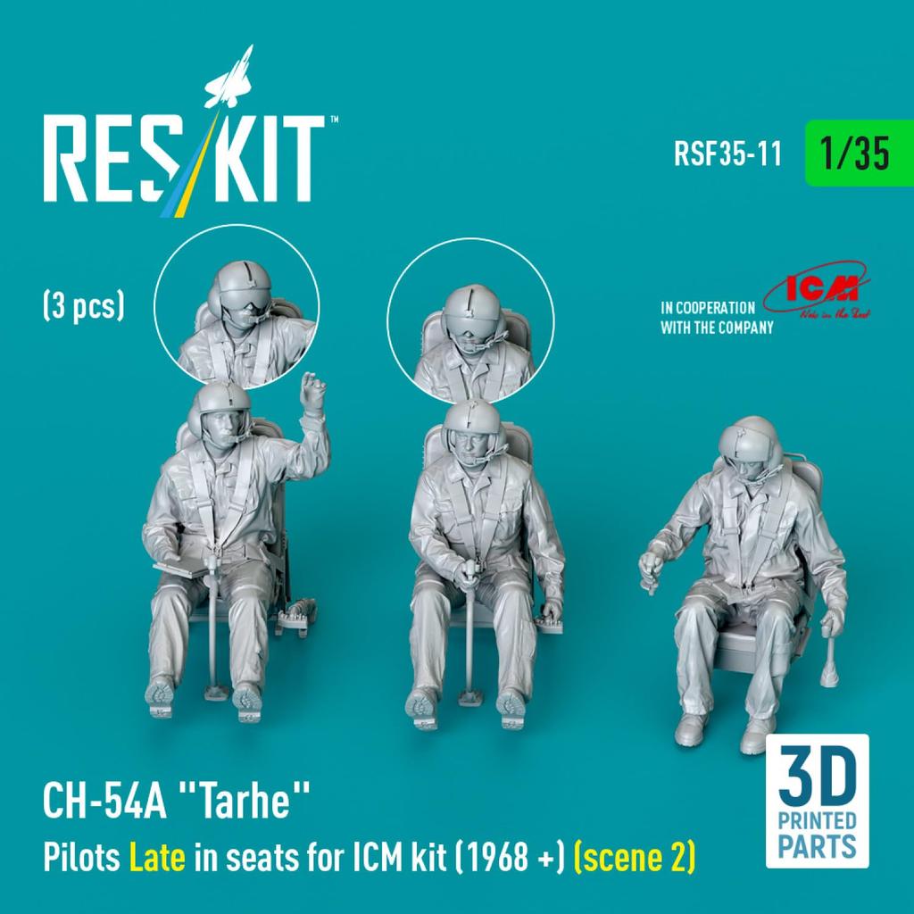 Reskit Tarhe Crew Late 3 шт. Пластиковые детали для модели 1/35 CH-54A с сиденьем 1968- (для ИКМ) RSKF35-0011 (Самолет)