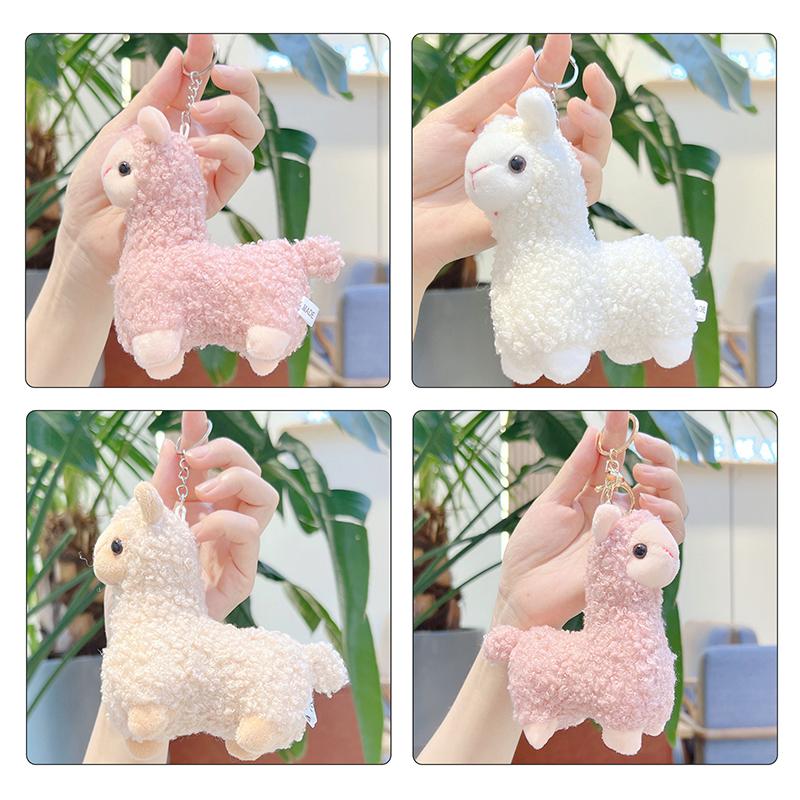 Cartoon Cute Alpaca Plush Pendant Creative Kawaii Doll Keychain Student Backpack Decoration Accessories Birthday Gifts