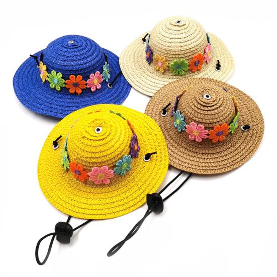 Шляпа для домашних животных, регулируемая, удобная для ношения, с цветочным орнаментом, дышащая, удобная, декоративная, без запаха, шапка для собаки