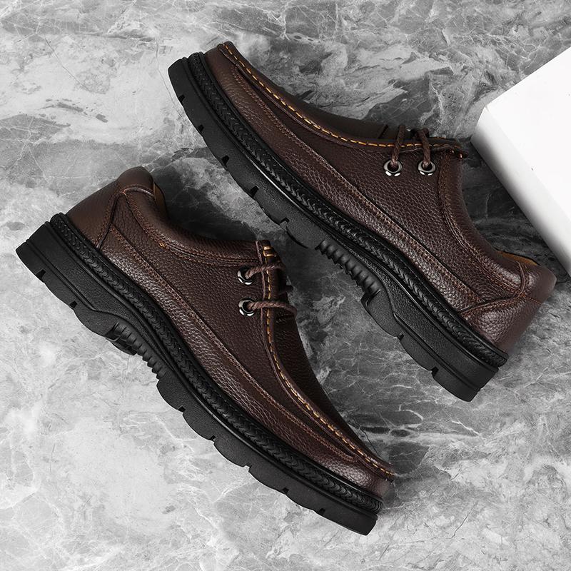 Trendy New Winter Hot Selling Cotton Shoes for Men Thick Soled Oxford Shoes for Office Business Genuine Leather Shoes for Men’s