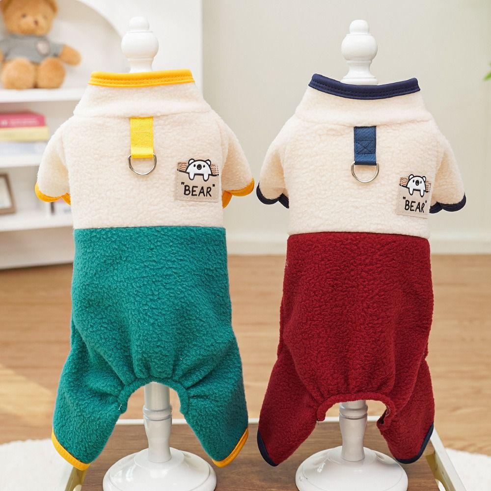 Пальто с рисунком мультяшного медведя для щенков, теплое пальто для домашних животных, комбинезон с капюшоном для собак на осень-зиму