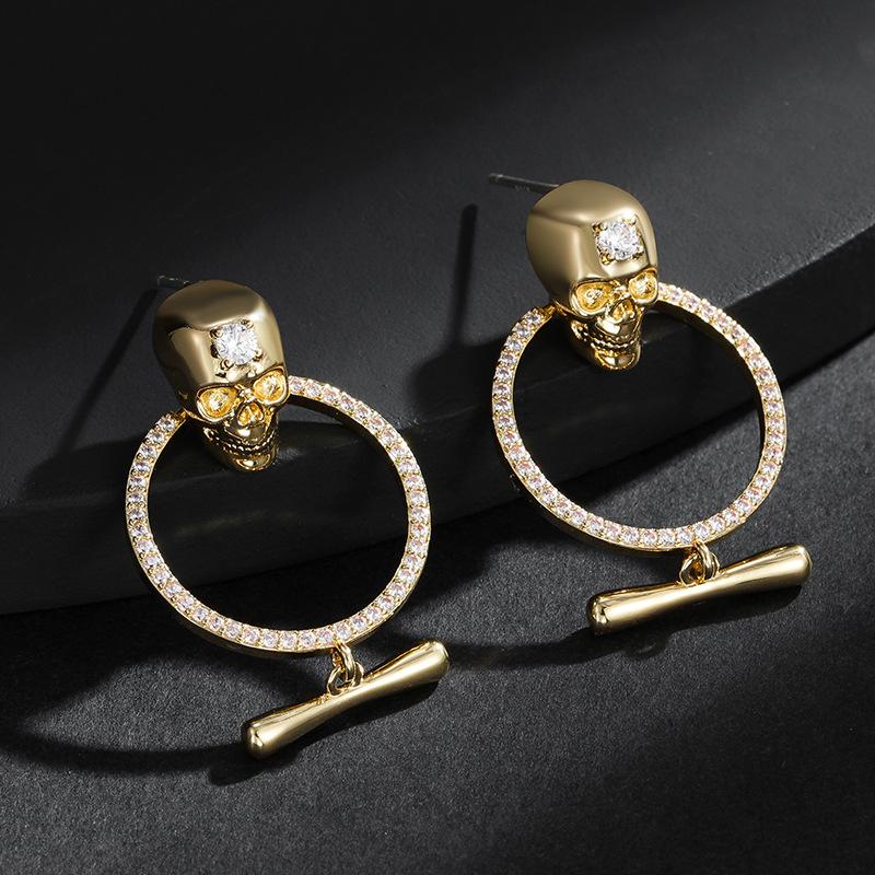 Серьги-подвески в виде черепа Kenjie McQueen - Женские европейские и американские панк-пусеты и клипсы для ушей