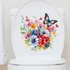 Butterflies Surround Flowers Toilet Sticker Home Decoration Toilet Lid Wc Universal Waterproof Decals Bathroom Accessories