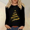 Long Sleeve Shirts For Women Cute Christmas Day Print Graphic Tees Blouses Casual Plus Size Basic Tops Pullover