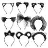 Women Girls Lace Masquerade Hair Accessories Cosplay Headwear Fancy Dress Hairband Cat Ear Headband