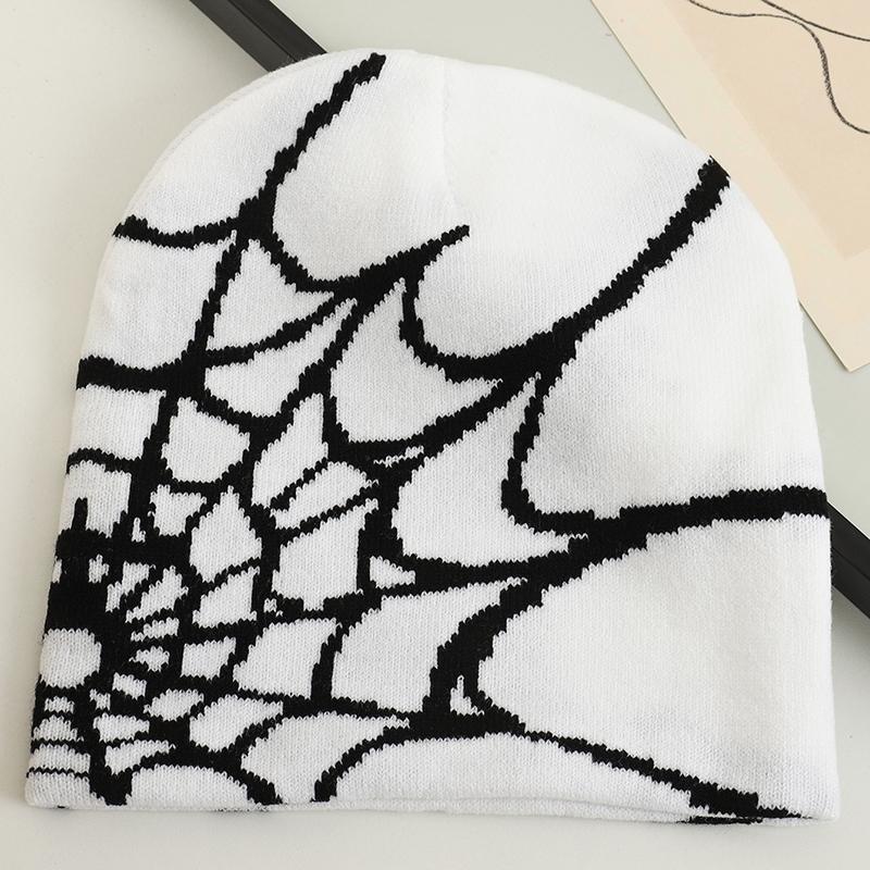 Fashion Knitted Spider Web Design Beanie Hats Y2K Men Women Accessories Winter Warm Cap Hip-hop Street Cap Halloween Gift
