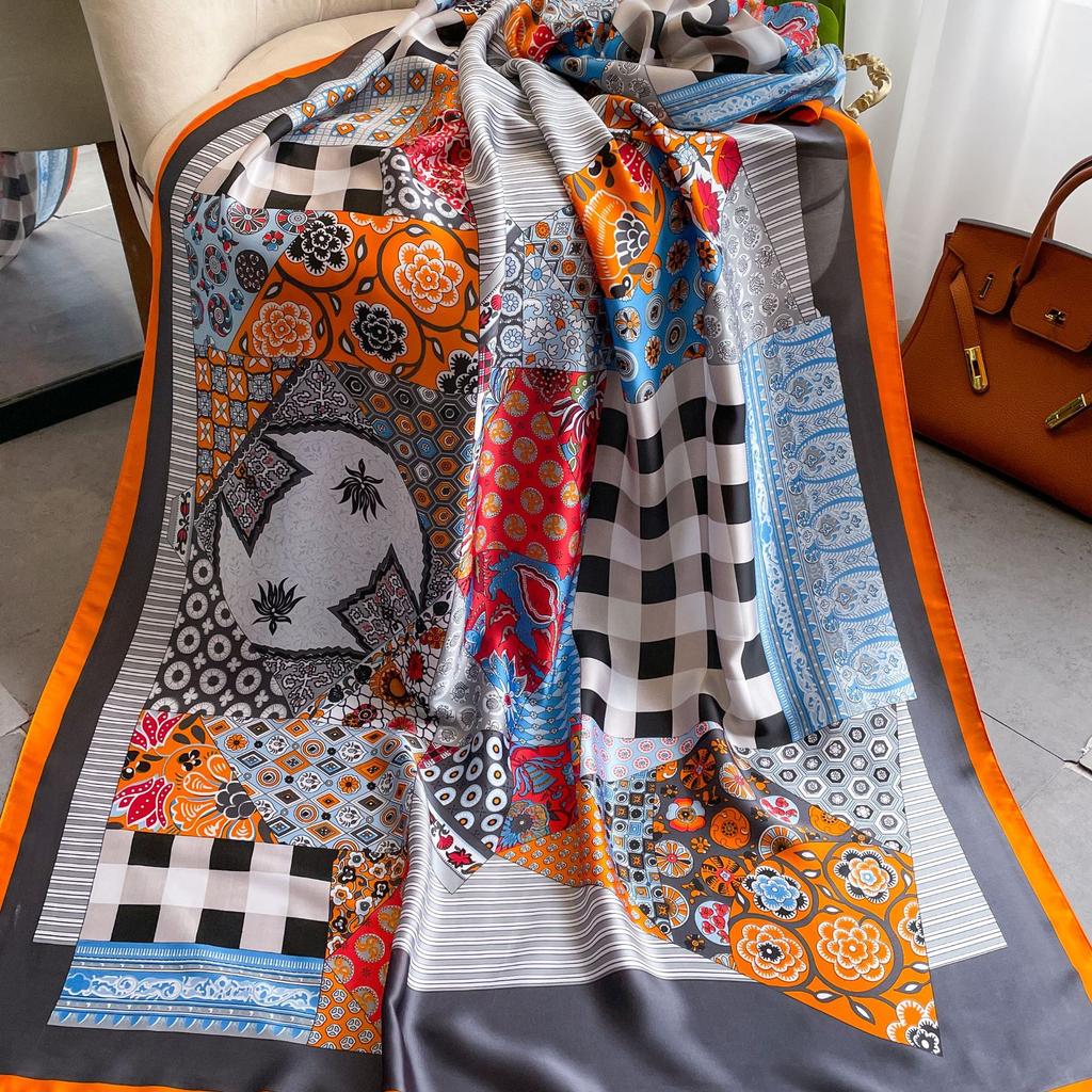 High-quality Luxurious Silk Scarves Headband Scarfs Neck Scarf For Women Chain Silk Scarf Women's Decorative Shawl