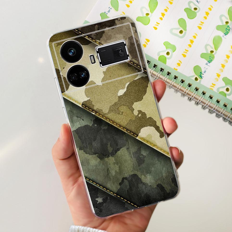 For Realme GT5 Case Clear Silicone Soft TPU Cover For OPPO Realme GT 5 RealmeGT5 Cases Flower Marble Jelly Bumper Coques