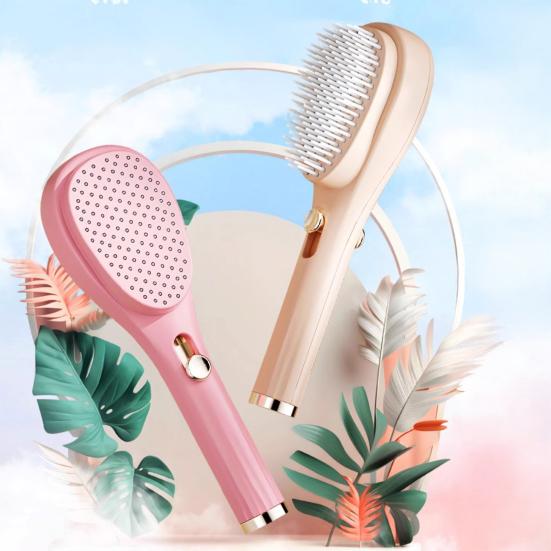 2 Pcs Retractable Self Cleaning Hair Brush Hair Detangler Brush With Ergonomic Handle