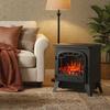Electric Fireplace Radiator Imitation Flame With Adjustable Brightness 925 W   1850 W Metal Door Tempered Glass Black
