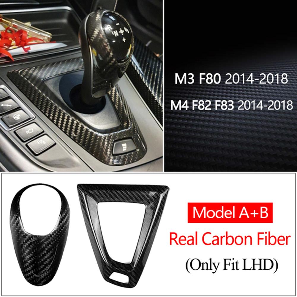 Car Gear Shift Knob Cover Trim True Carbon Fiber For BMW M2 F87 M3 F80 M4 F82 F83 M5 F10 X5M F85 X6M F86 LHD RHD