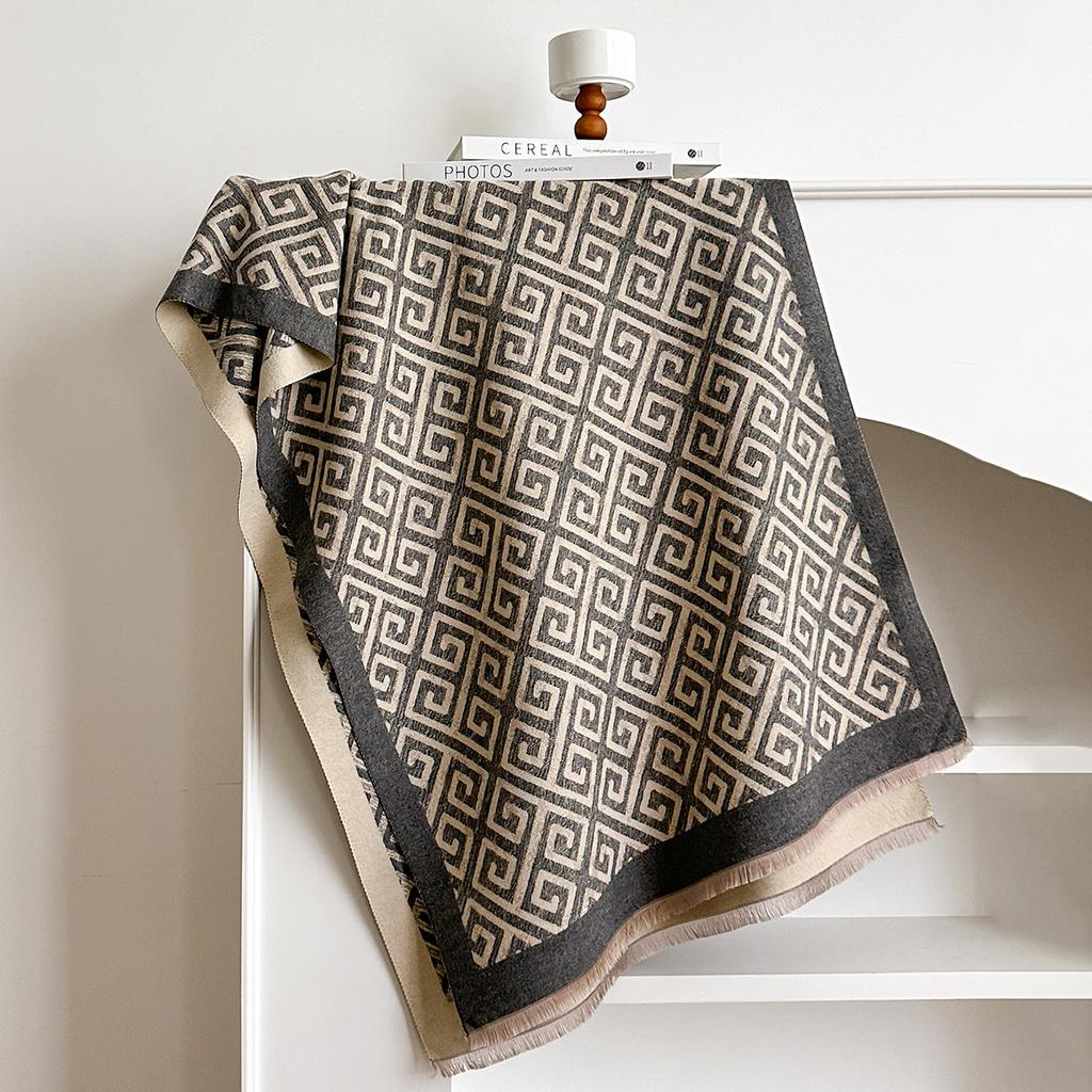 Autumn And Winter Imitation Cashmere Multi-Style With Fringed Large Grid Jacquard Cape Shawl Scarf Female Source Shawl