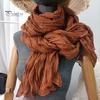 Women Scarf Solid Color Pleated Long Scarf Retro Autumn Winter Warm Long Scarf Soft Vintage Inspired Scarf