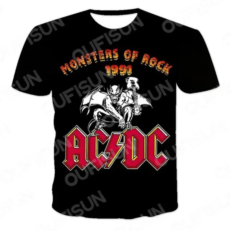 Мужские и женские футболки с круглым вырезом и короткими рукавами, футболки с принтом AC DC 3D, топы в стиле поп-рок, уличные повседневные топы, новая летняя мода