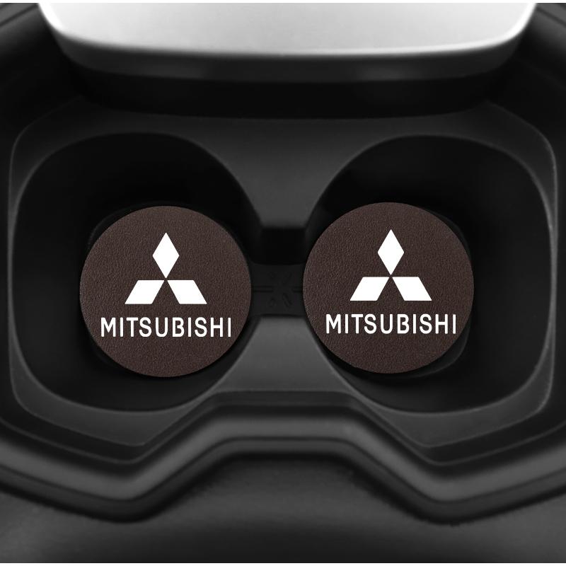 2Pcs Car Logo Silicone Water Cup Pad Cushion For Mitsubishi Lancer Ralliart ASX Mirage Pajero Xpander Attrage L200 Eclipse Cross