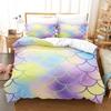 Laser Gradual Change Fish Scale 3D Digital Printing Three-Piece Set, Quilt Cover Pillowcase Home Textile Bed Sheet Kit